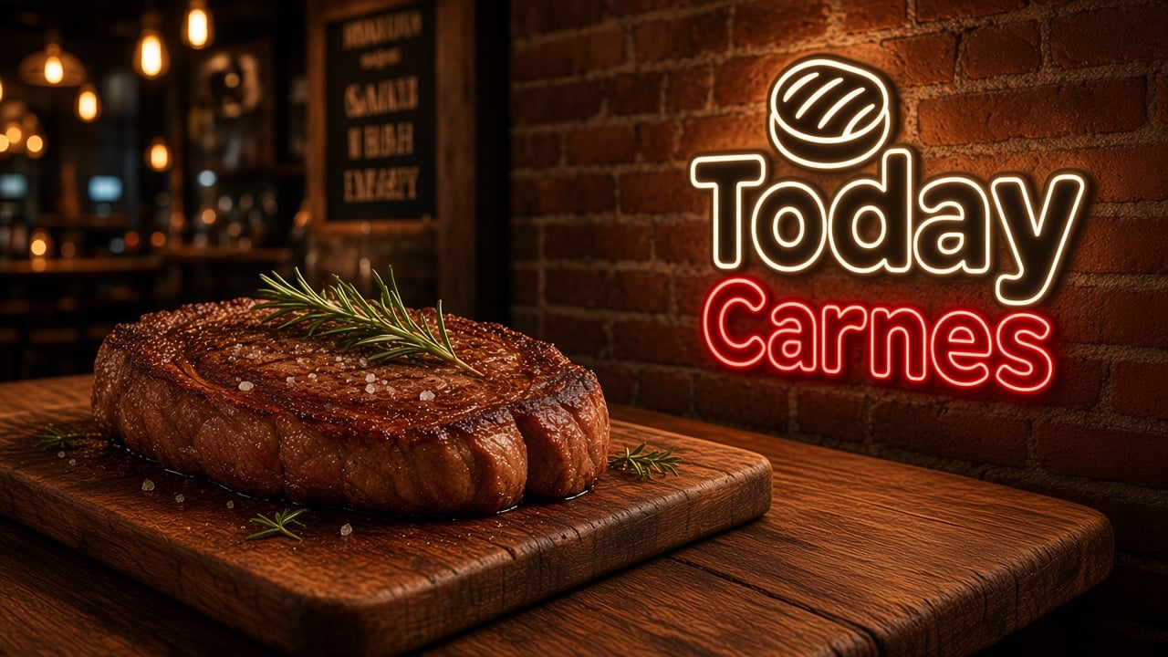 Banner horizontal de carnes com prompt Marca, cardápio digital