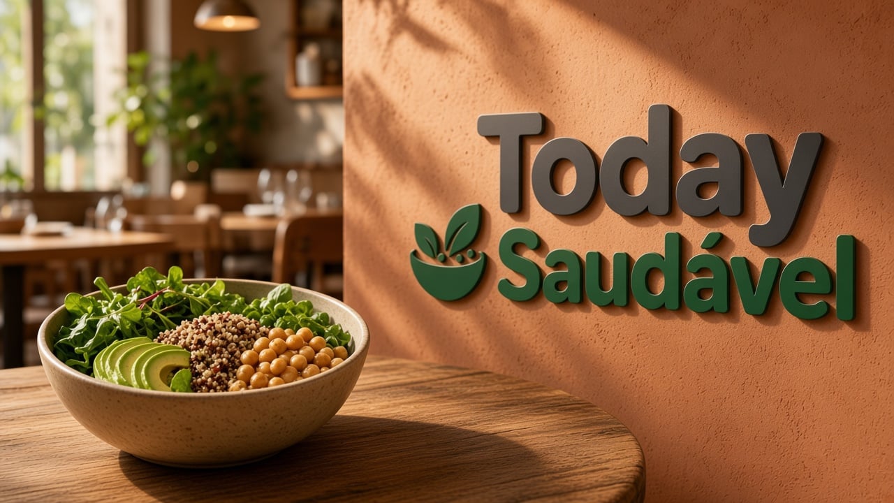Banner horizontal de saudável com prompt Marca, cardápio digital
