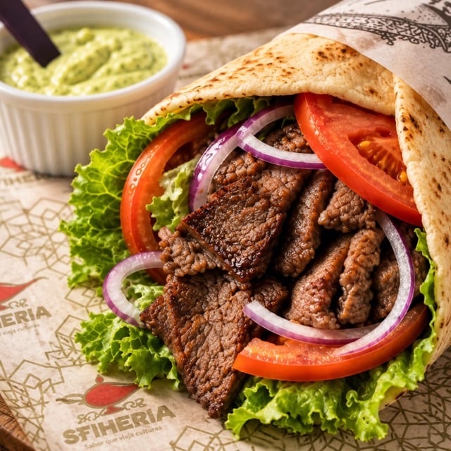 Foto melhorada de árabe com prompt Detalhes, exemplo comercial para delivery e cardápio